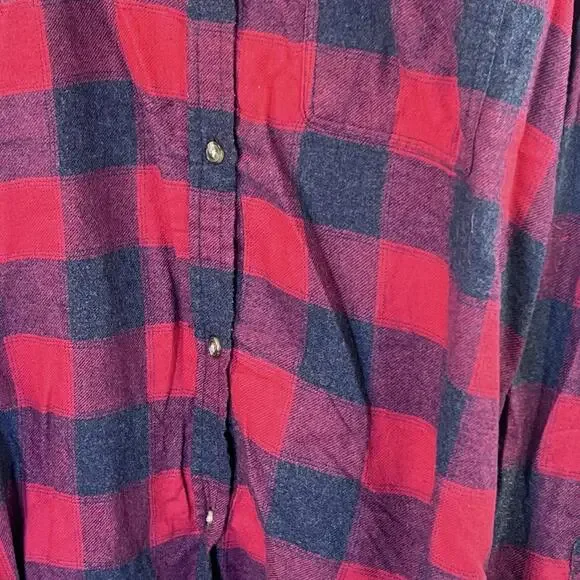 American Eagle Red Buffalo Plaid Petite Long Sleeve Button Down Women Size L - Picture 6 of 9
